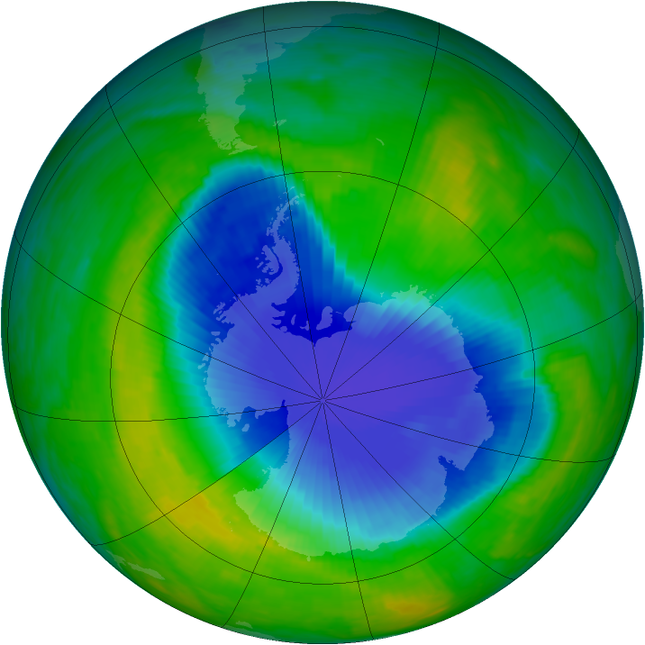 Antarctic ozone map for 19 November 1990